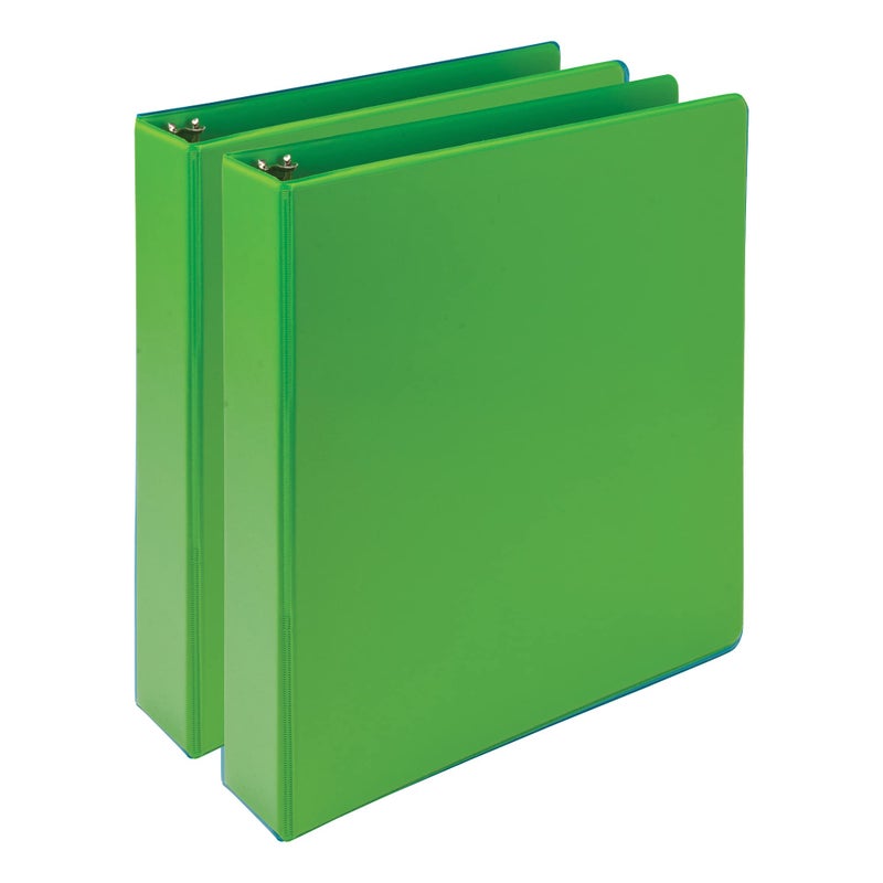 Samsill Earthâ€™s Choiceâ„¢, Durable Fashion Color 3 Ring View Binder, 1.5 Inch Round Ring, Up to 25% Plant Based Plastic, Eco-Friendly, USDA Certified Biobased, Lime Green, Value 2 Pack - Image 1